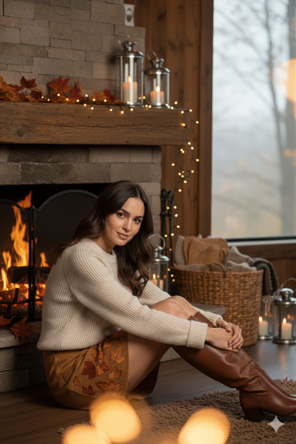 Knit Sweater and Embroidered Skirt