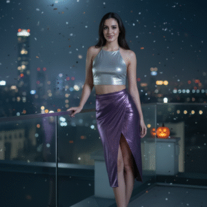 Metallic Halter Top and Wrap Skirt