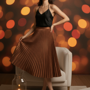 Satin Cami and Pleated Midi Skirt