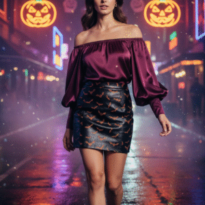 Satin Top and Faux Leather Skirt